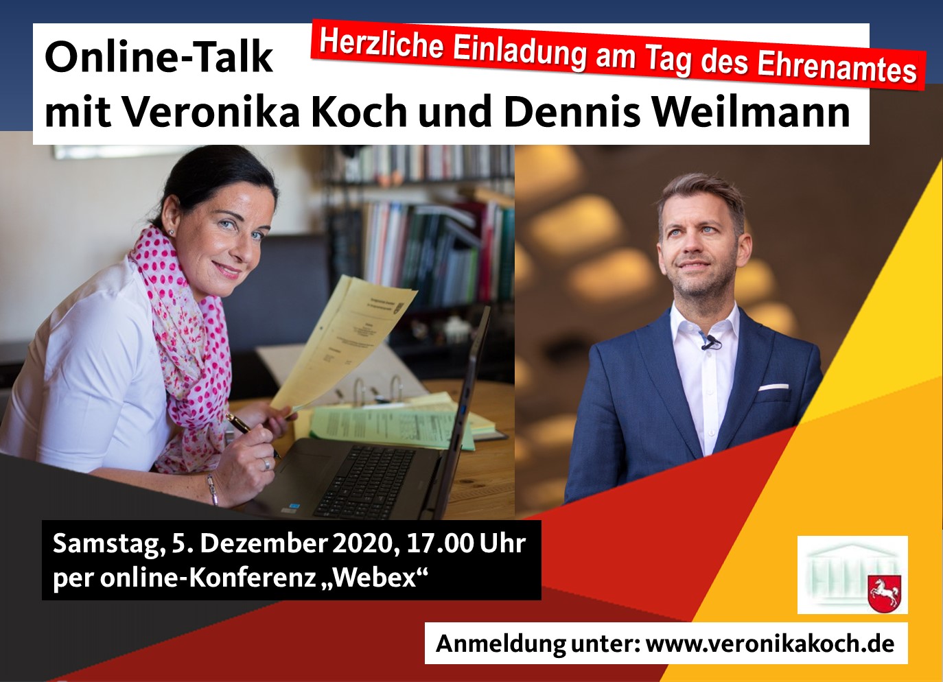 Online-Talk am Tag des Ehrenamtes mit Veronika Koch und Dennis Weilmann.